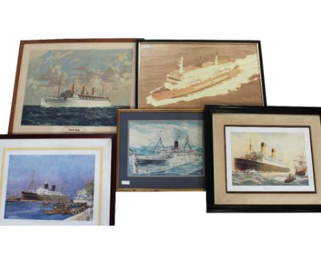 A quantity of early-to-mid 20th century prints of White Star Line, Cunard Line and P&amp;O Line ships to include The Empress 