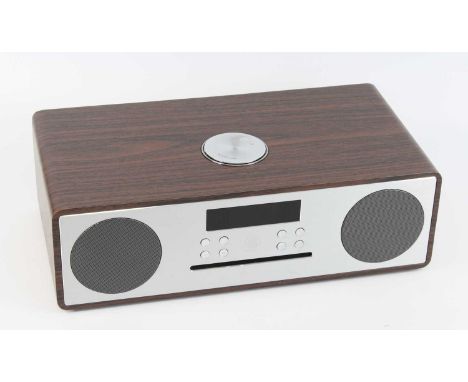 A Majority Oakington DAB / DAB+ Compact Music System, in natural wood finish, with remote and instructions, w.40, d.20, h.12.