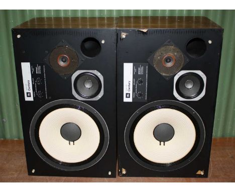 A pair of JBL (James B Lansing) Century Model L100 stereo speakers, serial Nos. 167862A, and 167564A, width 36.5cm, depth 30c