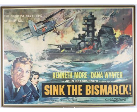 Sink The Bismarck!, 1960 UK quad film poster, artwork by Eric. W. Pulford, directed by Lewis Gilbert, starring Kenneth More a