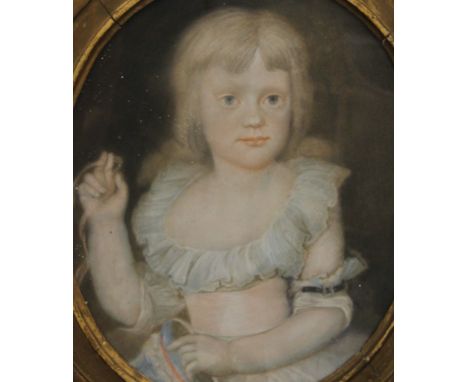 19th CENTURY SCHOOL, Portrait of a Young Girl, pastel, framed and glazed. 42 cm high.