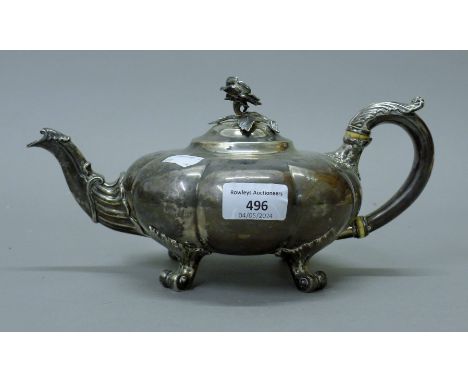 A Georgian Storr and Mortimer silver teapot. 27.5 cm long. 824.8 grammes.Note: This lot is sold with an ivory exemption certi