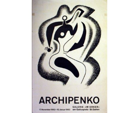 Original vintage advertising poster: Archipenko Exhibition, Galerie Im Erker, 17 November - 10 January 1963, St Gallen. Alexa