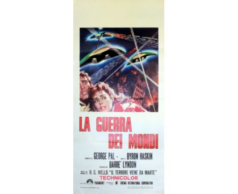 Original vintage movie poster for the Italian re-release of 1953 film based on the science fiction (sci-fi) story by H. G. We