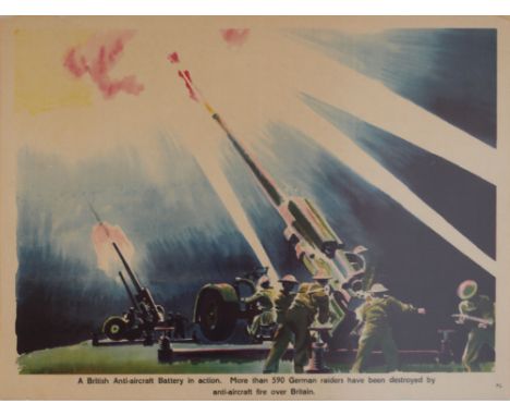 British Anti Aircraft Artillery WWII Original vintage World War Two poster featuring an image of soldiers firing an anti air