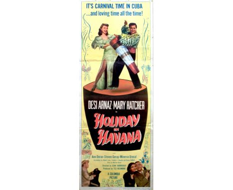 Original vintage film poster for a movie, Holiday in Havana, featuring Desi Arnaz and Mary Hatcher. A Columbia Pictures Corp 