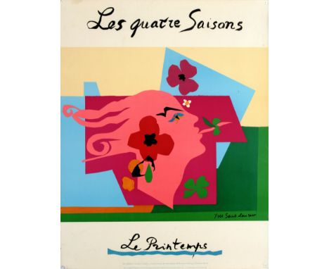 Original vintage advertising poster for an Yves Saint Laurent: 25 years of design exhibition at the Metropolitan Museum of Ar