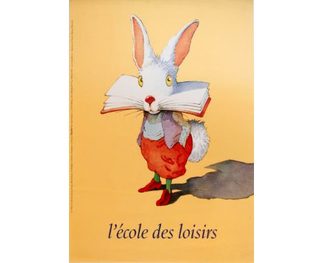 Recreational School Rabbit Original vintage advertising poster for l'Ecole des Loisirs, the French publisher of children's li