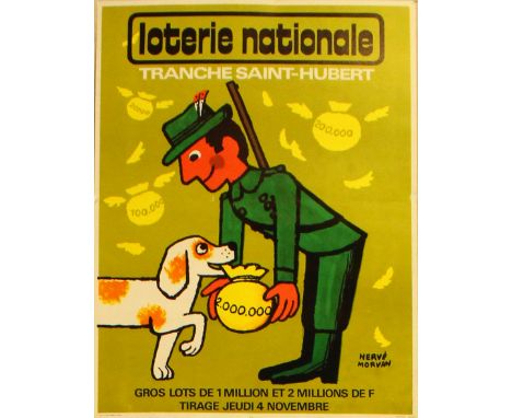 National Lottery - Hunting Original vintage poster for the National Lottery - Loterie Nationale Tranche Saint Hubert - featur