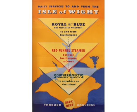 Original vintage travel poster advertising ferry services to the Isle of Wight, an island on the south coast of England on th