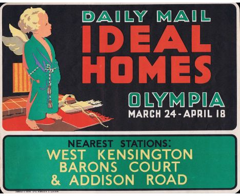 Ideal Homes Olympia Daily Mail 1936 Rare original advertising poster for the Daily Mail Ideal Homes Show at Olympia, March 24