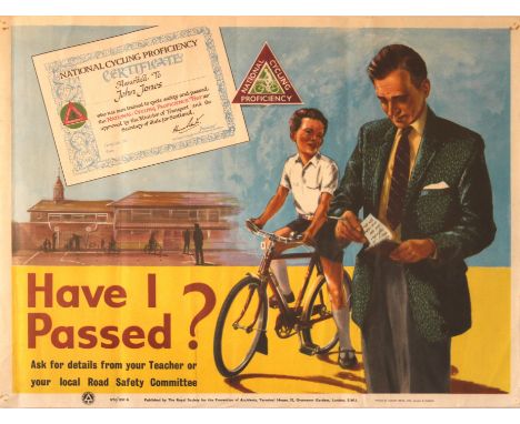 Cycling Proficiency Certificate Original vintage poster for the Cycling Proficiency Certificate - Have I passed? Ask for deta