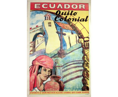  Ecuador, Quito Colonial Original vintage travel advertising poster for Ecuador, Quito Colonial. Text reads: Departamento de 