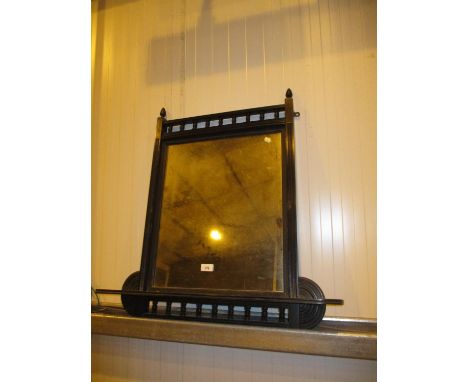 Late Victorian Ebonised Mirror Shelf, 80x74cm