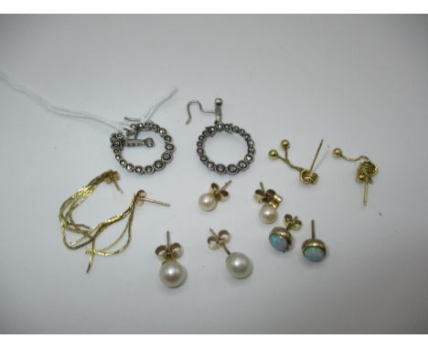 Two Pairs of Pearl Ear Studs, Pair of Opal Ear Studs and 3 Other Pairs