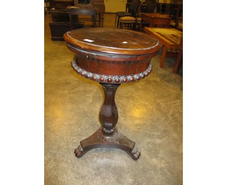19th Century Rosewood Teapoy, lacking interior caddies/bowls