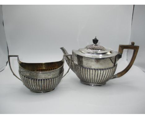 Silver Presentation Engraved Teapot and Sugar Bowl, London 1896, 796g