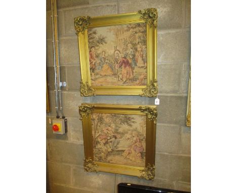 Pair of Gilt Framed Tapestry Pictures, 44x44cm