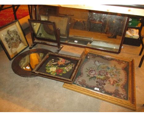 Two Tapestry Pictures, 3 Mirrors and a Dried Grasses Picture