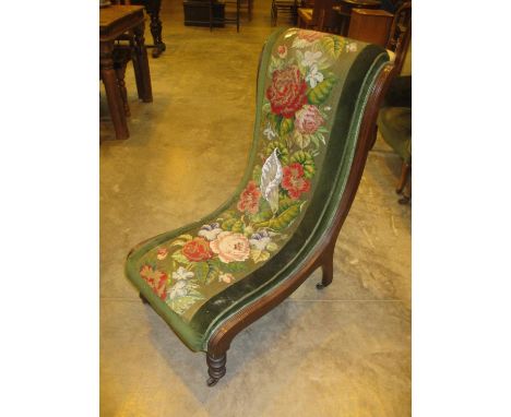 Victorian Mahogany Prie Dieu having Tapestry and Beadwork Upholstery