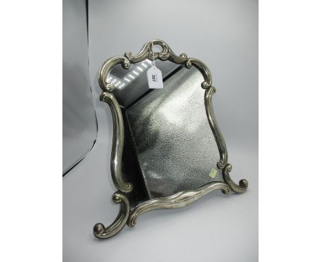 Late Victorian White Metal and Wooden Easel Back Dressing Mirror, 39x36cm max
