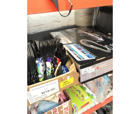 A Scalextric motor racing set with tracks 