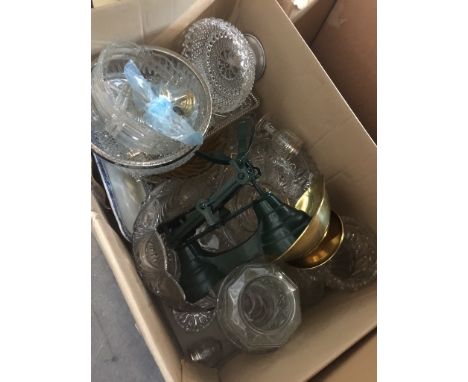 Box of glassware and scales 