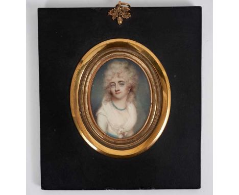 Ann Mee (1770/75-1851) watercolour miniature portrait on ivory, Hon. Louisa Verney (1769-1835), apparently unsigned, oval, 7 