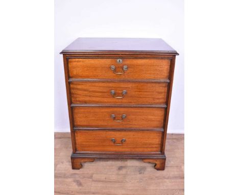Georgian style mahogany four drawer narrow chest, on bracket feet, 71cm wide x 53cm deep x 95cm high