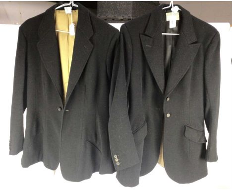 1950s black hunt coat by Jones, Chalk & Dawson Ltd., dated trio label 20/4/54 and named to Miss E Ten Bos, together with anot