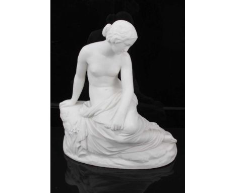 Minton Parian figure of Resignation, after W. Calder Marshall, impressed and inscribed marks, 35cm highThere is a loss to the