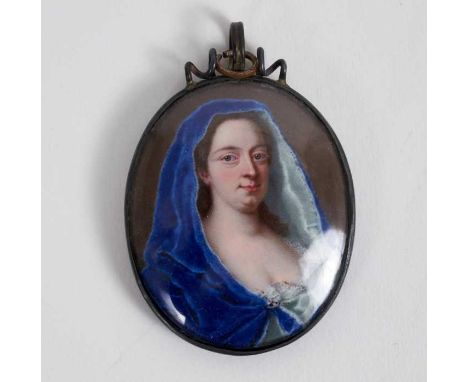 Christian Friedrich Zincke (c.1685-1767) enamel portrait miniature, portrait of Lady Anne Furness, apparently unsigned, oval,