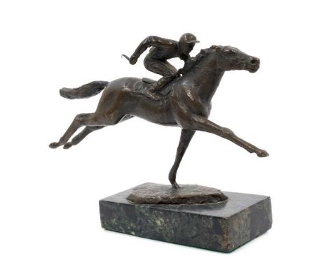 John Bonar Dunlop (1916-1992) bronze sculpture - At Full Gallop, signed, on green marble plinth signed and dated '79, 13cm hi