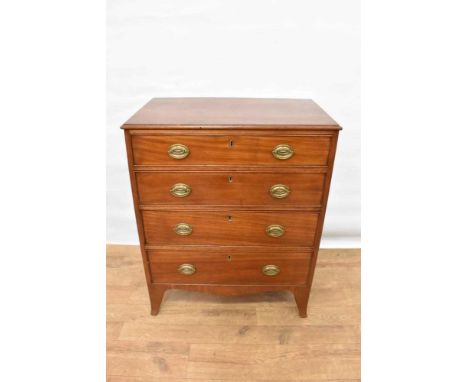 Regency cherrywood chest of drawers, of small size, with four graduated drawers on splayed bracket feet, 68cm wide x 42cm dee