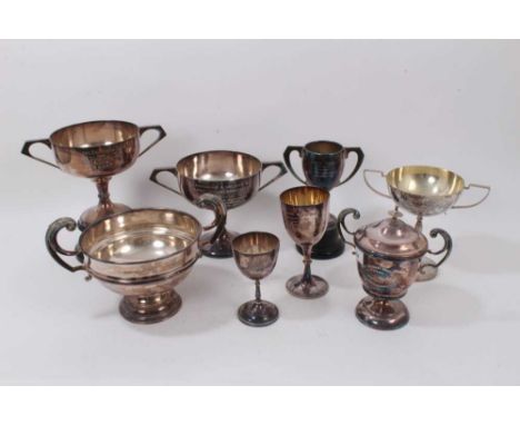 Group of eight silver plated equestrian trophies to include the Balmoral Show 1924, Helen's Bay Horse Show, Craigavad Horse S