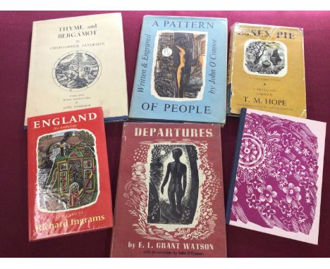 Collection of books illustrated by John O'Connor, including Departures by E. L. Grant Watson, 1948, also Thyme and Bergamot b