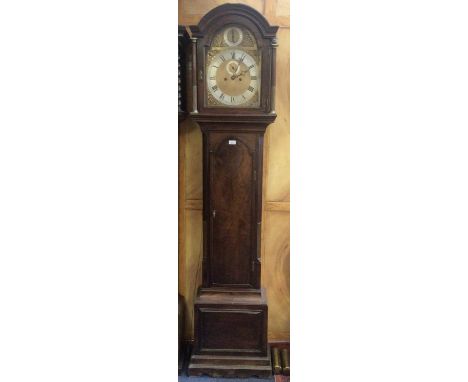 Early 19th century 8-day longcase clock with arched gilt and silvered dial with strike silent dial in arch and subsidiary sec