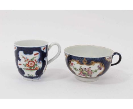 A Worcester blue scale coffee cup, circa 1770, decorated in the Kakiemon style, and a Worcester blue scale teacup decorated w