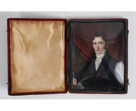 English School, early 19th century, watercolour portrait on ivory, a gentleman named verso as 'John Alexander Ireland, late o
