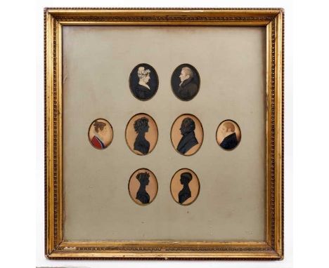 English School, early 19th century, group of ten portrait miniatures on paper depicting members of the family tree of Dr Buck