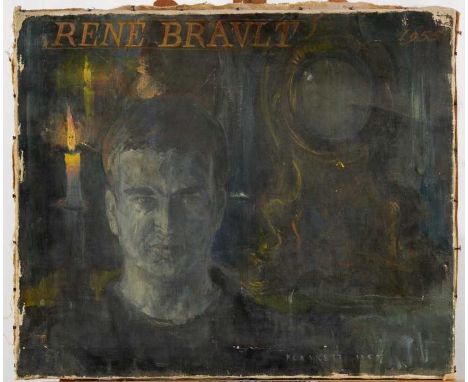Joseph Plaskett (1918-2014) oil on canvas - Portrait of Rene Brault (Bro) signed and dated 1955, 46cm x 55cm, unframed  NB: t
