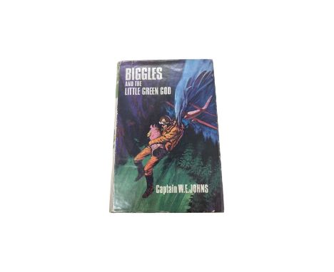 Biggles and the Little Green God, W E Johns. Hardbound, with dust jacket. 1969 Brockhampton Press. First Edition