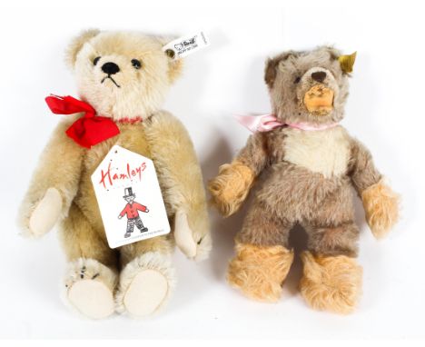 Two Steiff teddy bears. The first early to mid 20th century, with yellow label to one ear, jointed mohair with peach coloured