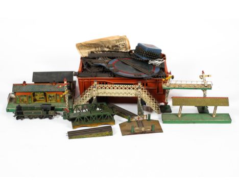 A Hornby O gauge electric steam locomotive, with a quantity of track and accessories. The locomotive 4-4-2 in Great Western R