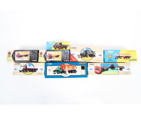 Eight Corgi diecast transport vehicles. From the 'Corgi Classics' series, including a Scammell Highway Man Tanker with Diecas