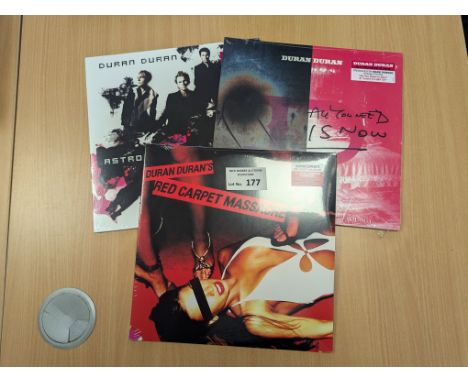 Records: Duran Duran trio of 180 gram albums, including Astronaut, All You Need is Now, and Red Carpet Massacre; all new and 