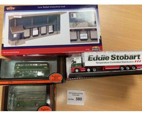 Diecast: Collection of various diecast including EFE buses, Stobart truck, Bachmann low relief industrial unit; all Good cond