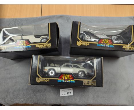 Diecast: Assortment of Burago diecast boxed cars, 1/18 scale, including Ferrari, Mercedes and others; (5).