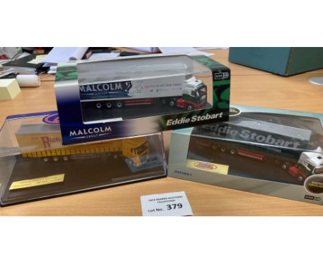 Diecast: Oxford Diecast large scale 1:76 trucks including Stobart and Richards, Good condition, boxed; (3). 