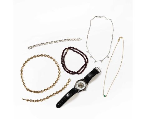 A small collection of silver and costume jewellery and a gentlemen's Mount Royal automatic watch, comprising:a silver 'U' lin